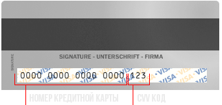 3 последние цифры на полосе для подписи на обороте карты.